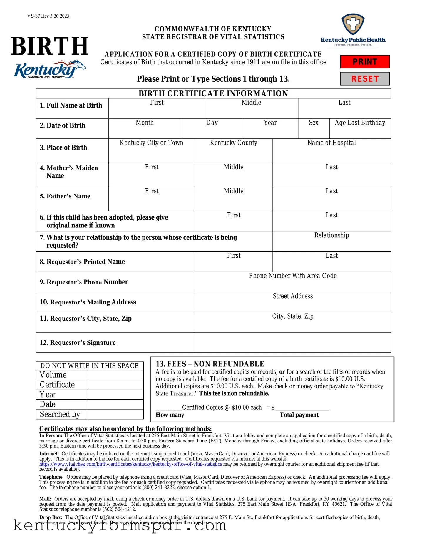Fill in a Valid Kentucky Birth Certificate Template