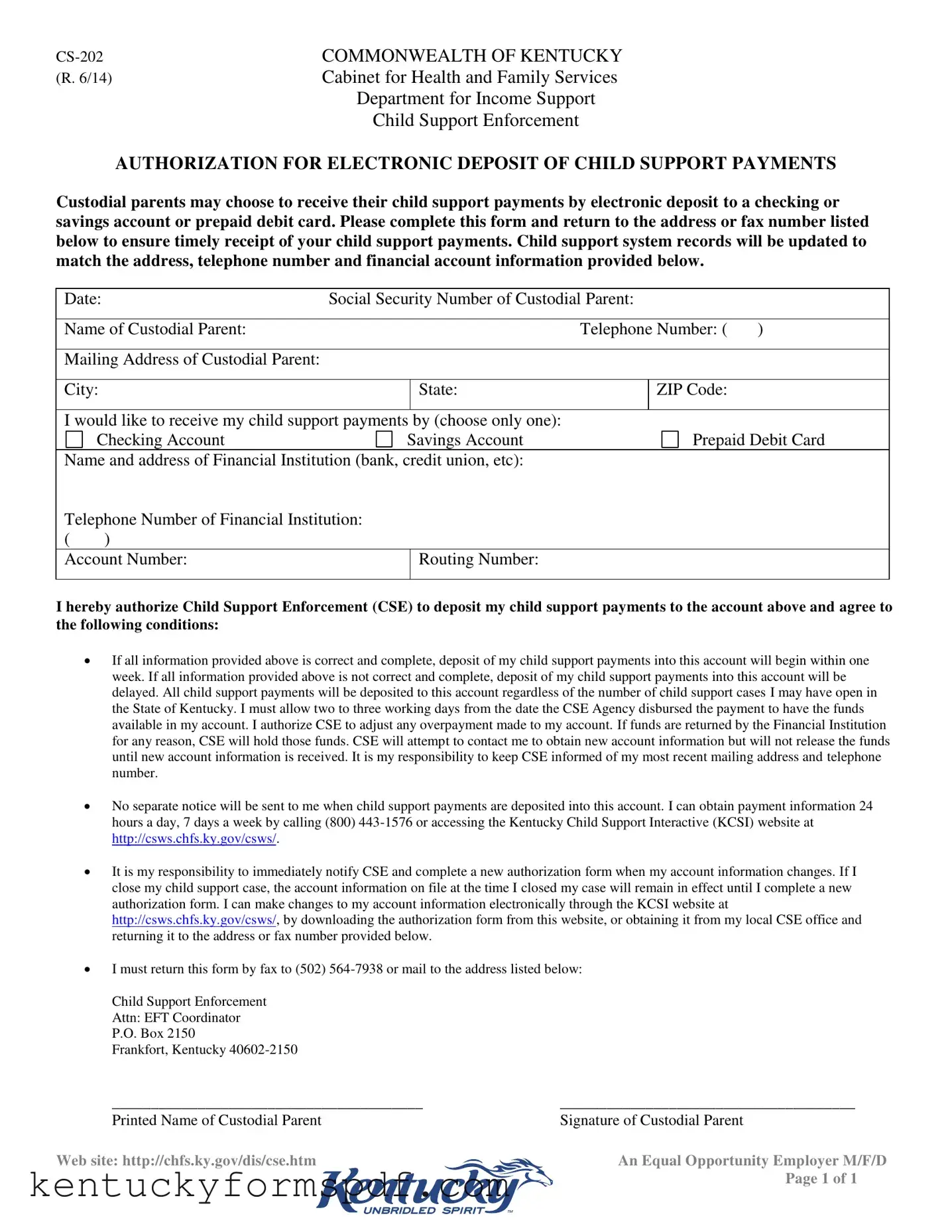 Fill in a Valid Kentucky Cs 202 Template