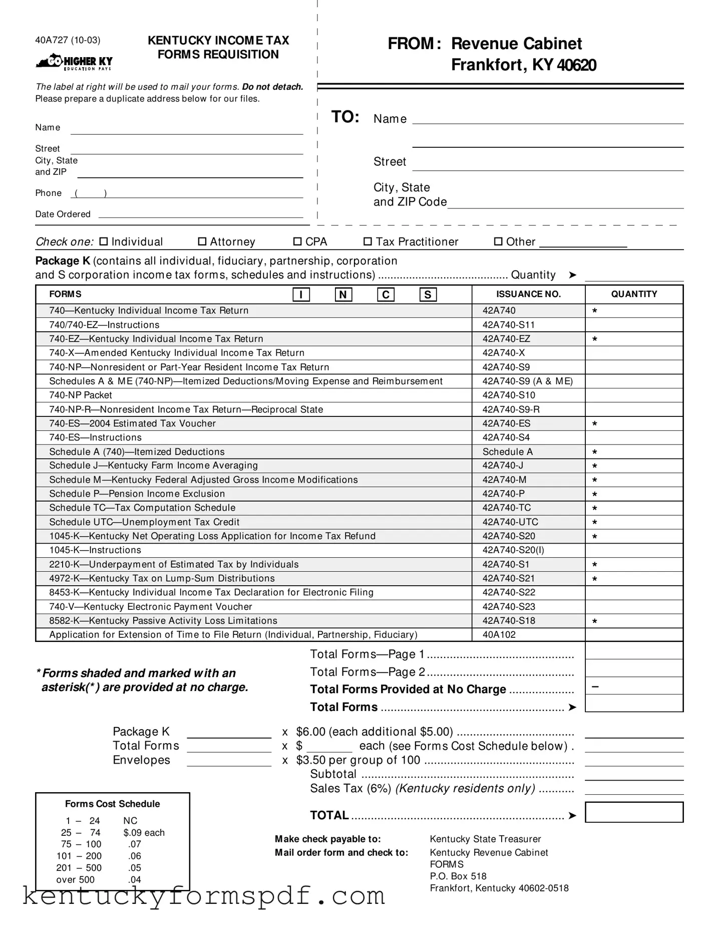 Fill in a Valid Kentucky Tax Requisition Template