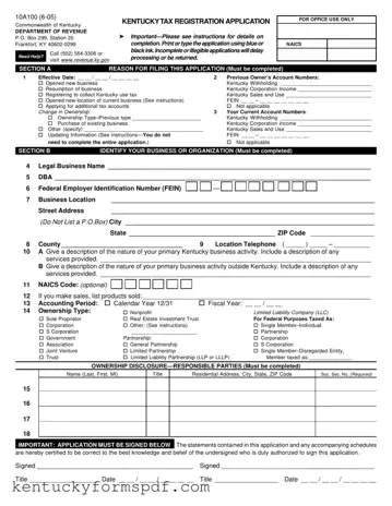 Fill in a Valid 10A100 Kentucky Template