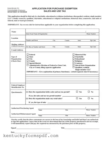 Fill in a Valid 51A125 Kentucky Template