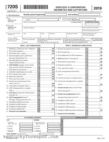 Fill in a Valid Kentucky 720S Template