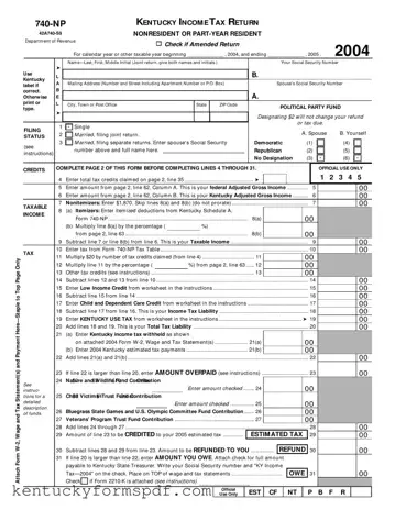 Fill in a Valid Kentucky 740 Np Template