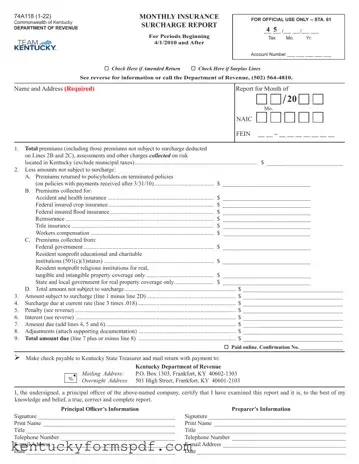 Fill in a Valid Kentucky 74A118 Template