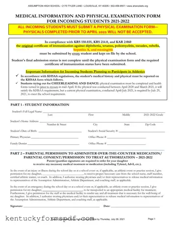 Fill in a Valid Kentucky High School Sports Template