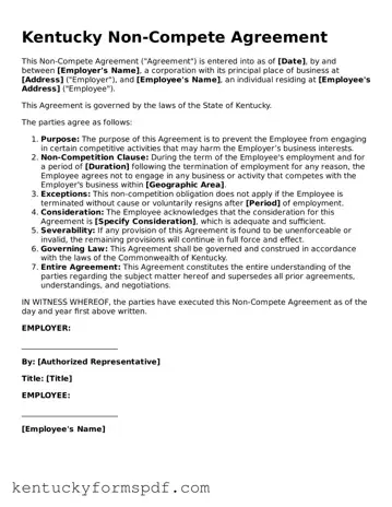 Valid Non-compete Agreement Template for Kentucky State